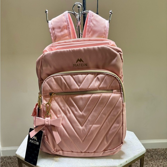 Handbags - Pink Quilted Backpack
